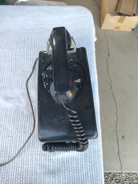 Vintage Bell Systems Rotary Wall Phone Black Mid Century